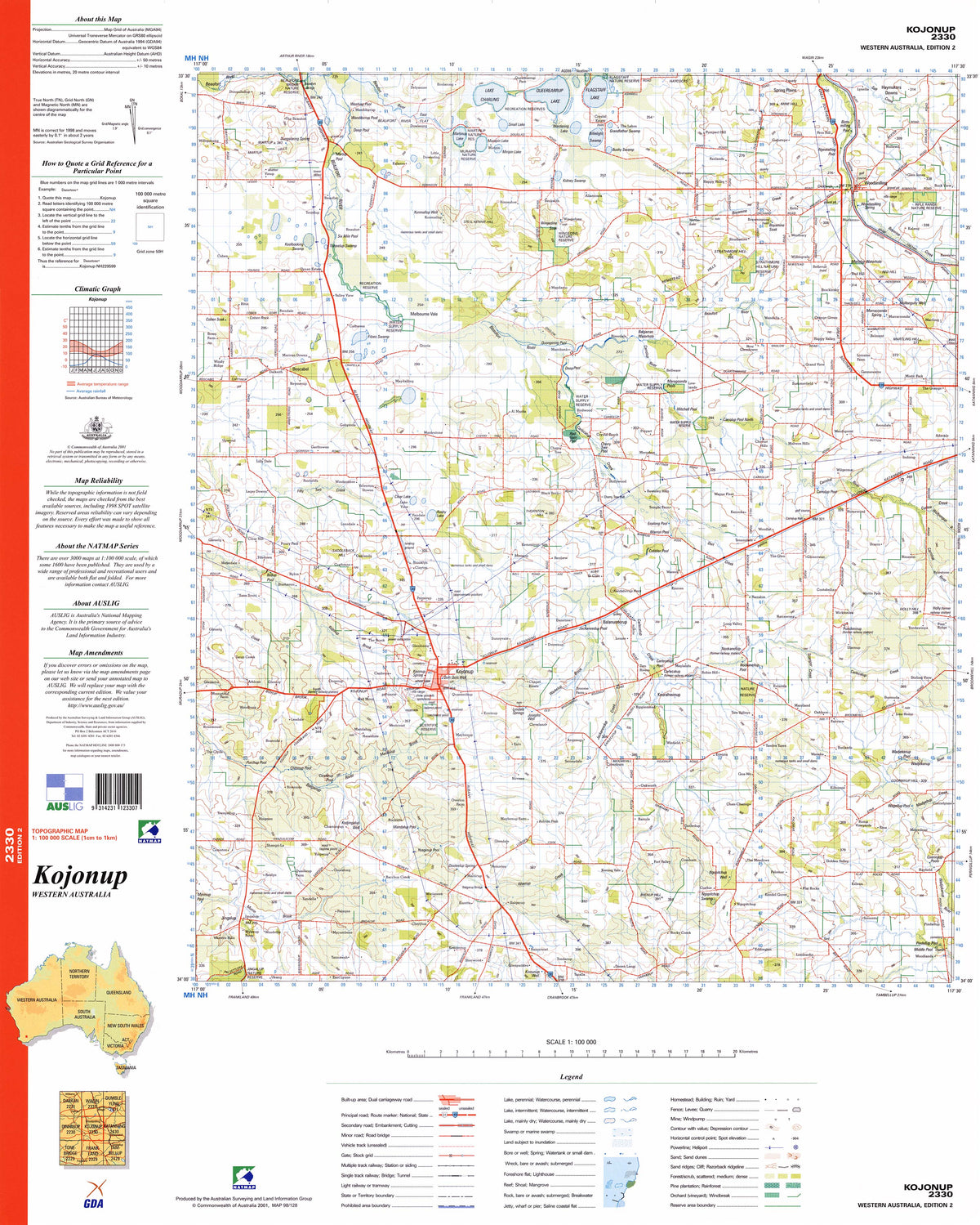 2330 Kojonup 1:100k Topographic Map | Mapworld
