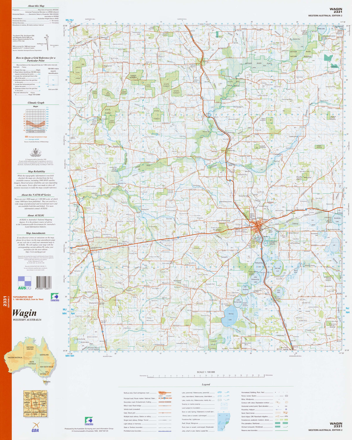 2331 Wagin 1:100k Topographic Map | Mapworld