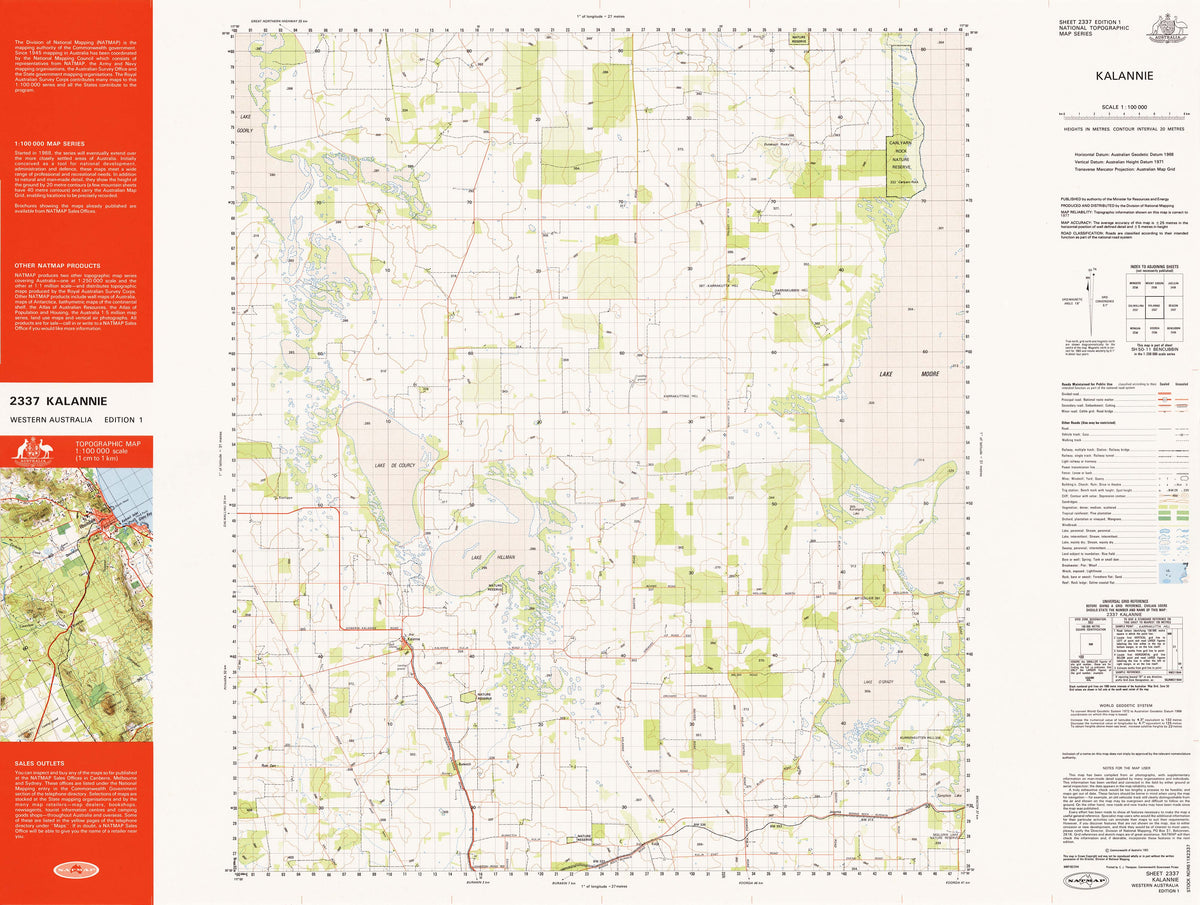 2337 Postcode Map 2337 Kalannie 1:100k Topographic Map | Mapworld