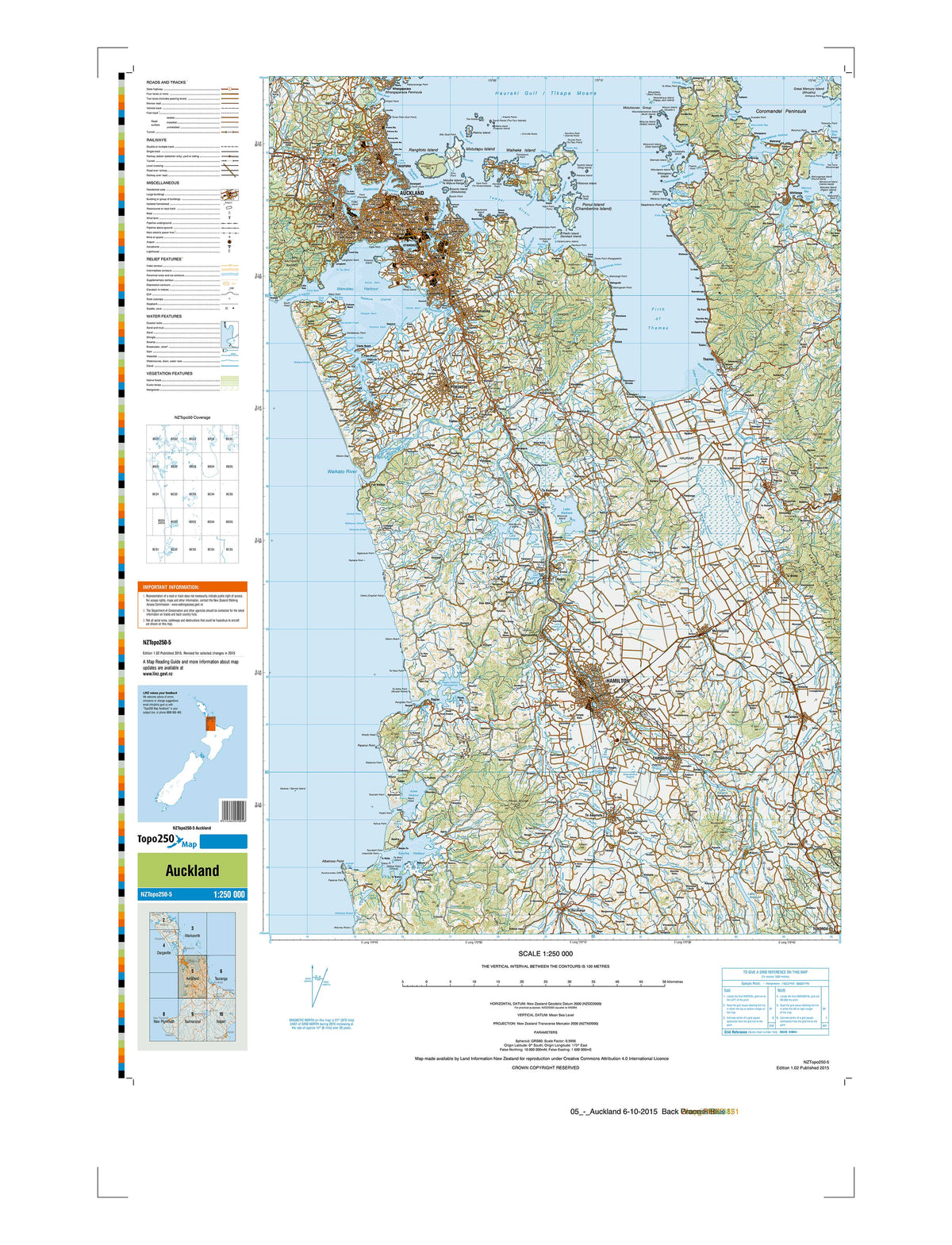 05 - Auckland Topo250 map | Mapworld