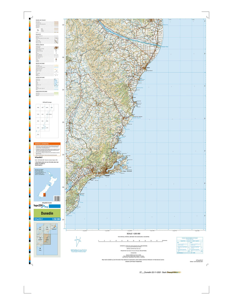27 - Dunedin Topo250 map | Mapworld