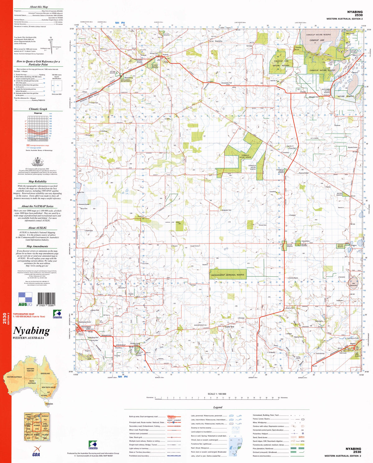 2530 Postcode Map 2530 Nyabing 1:100k Topographic Map | Mapworld