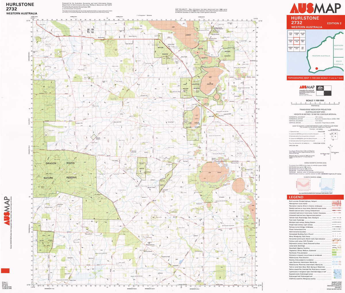 2732 Hurlstone 1:100k Topographic Map | Mapworld