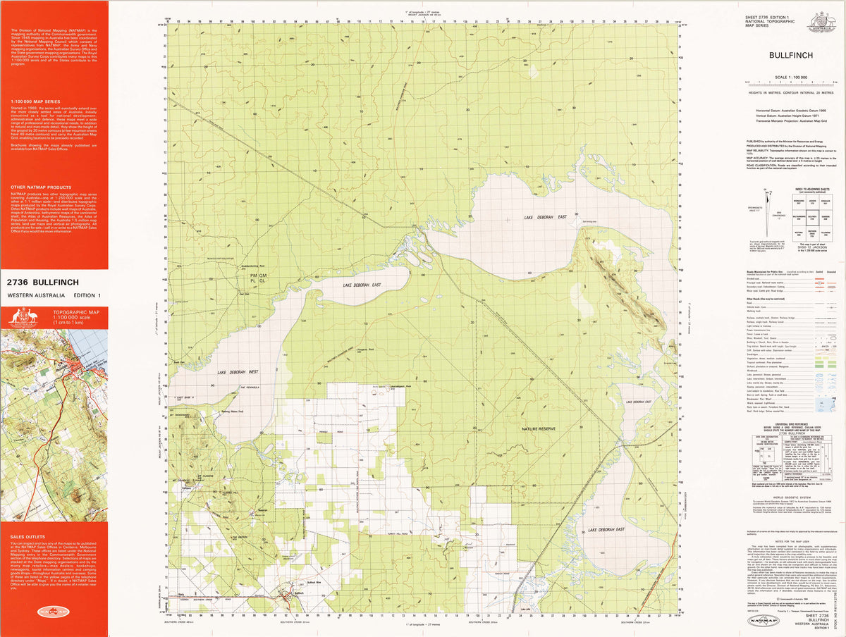 2736 Bullfinch 1:100k Topographic Map | Mapworld