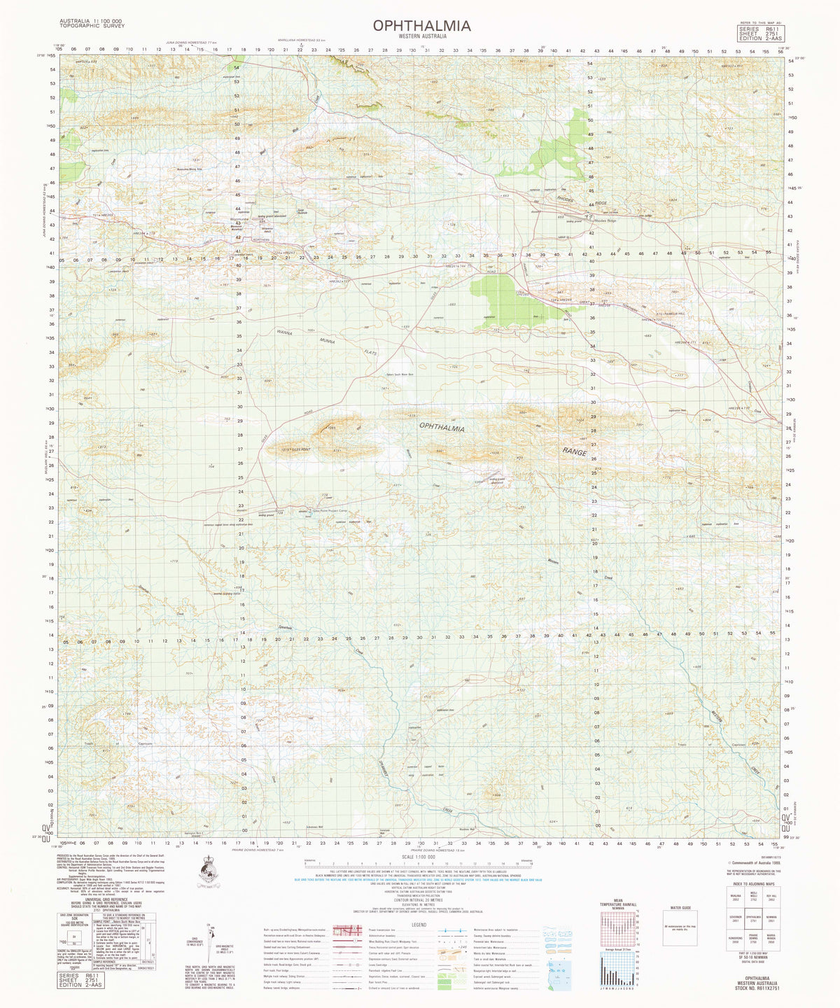 2751 Ophthalmia 1:100k Topographic Map | Mapworld