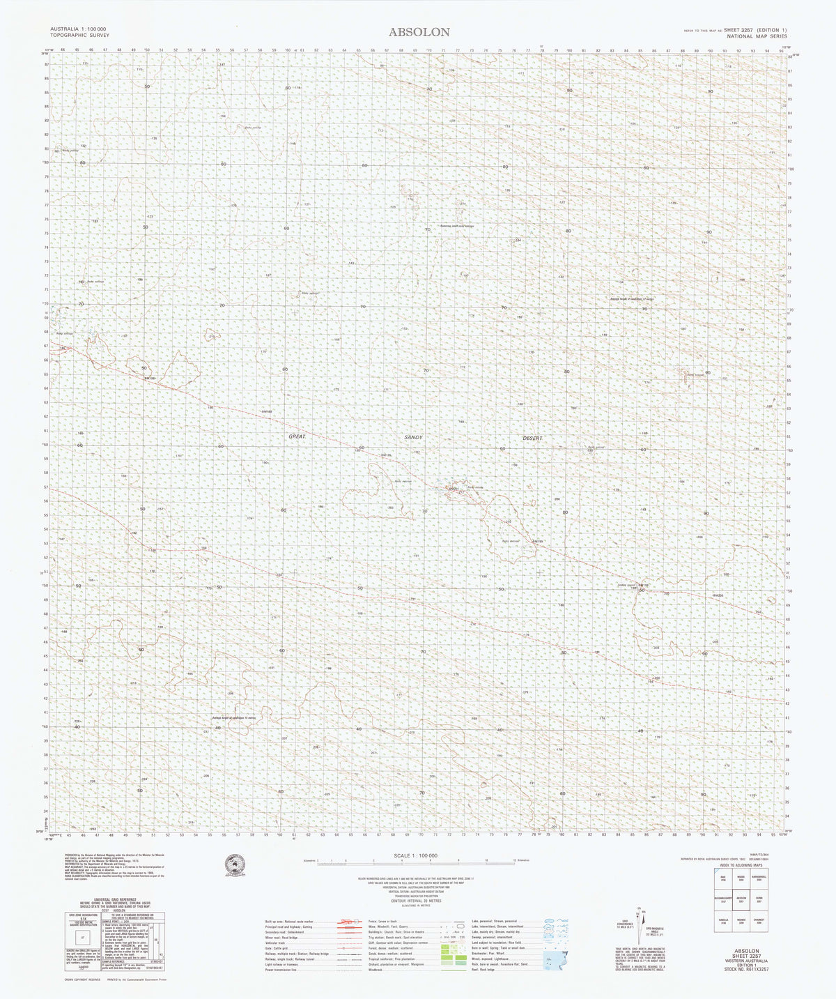 3257 Absolon 1:100k Topographic Map | Mapworld