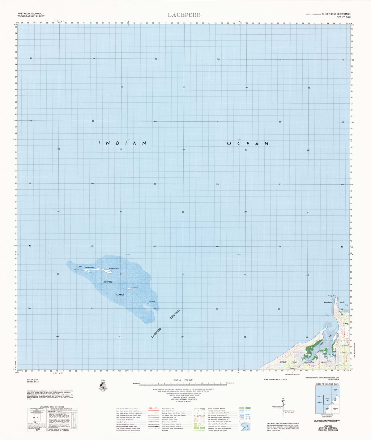 3364 Lacepede 1:100k Topographic Map | Mapworld