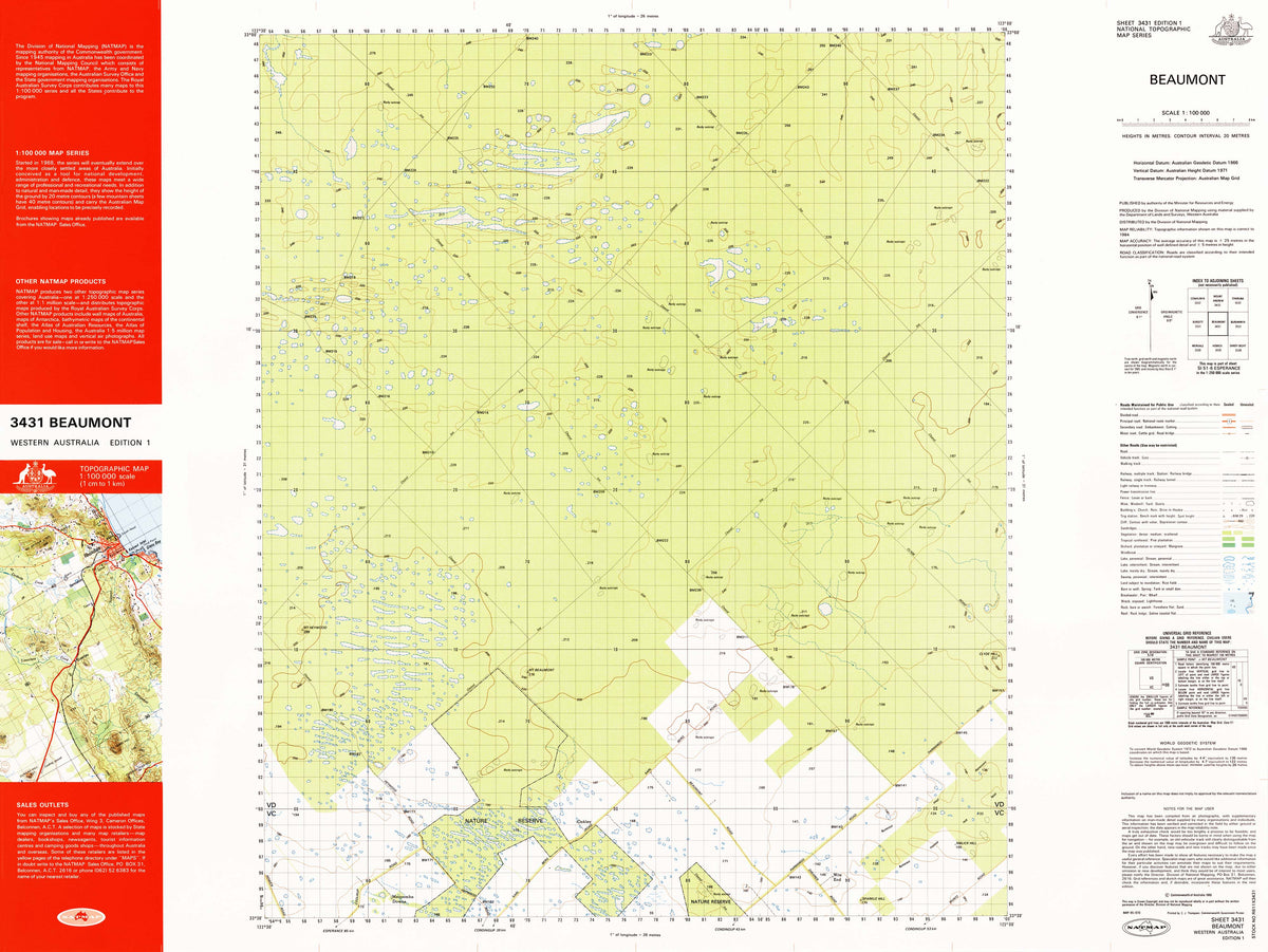 3431 Beaumont 1:100k Topographic Map | Mapworld