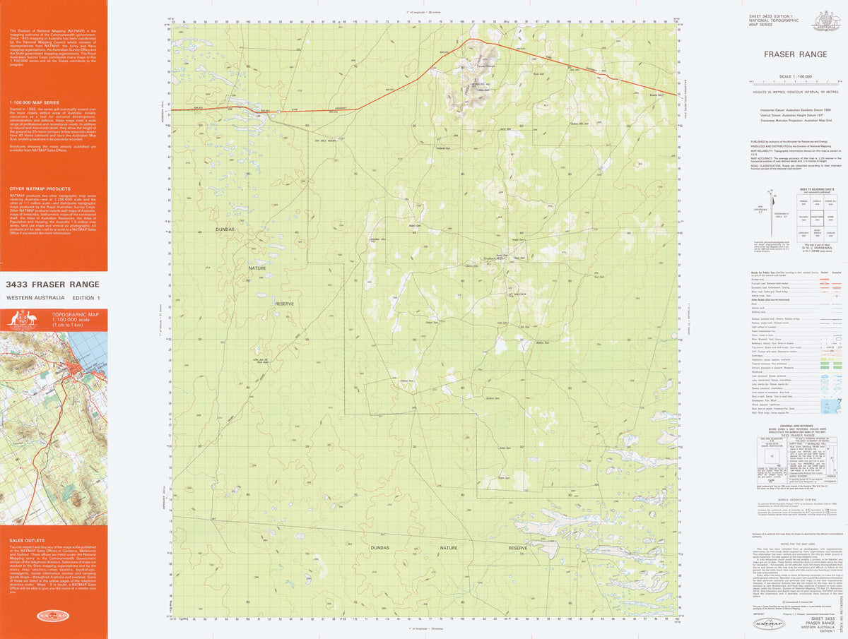 3433 Fraser Range 1:100k Topographic Map | Mapworld