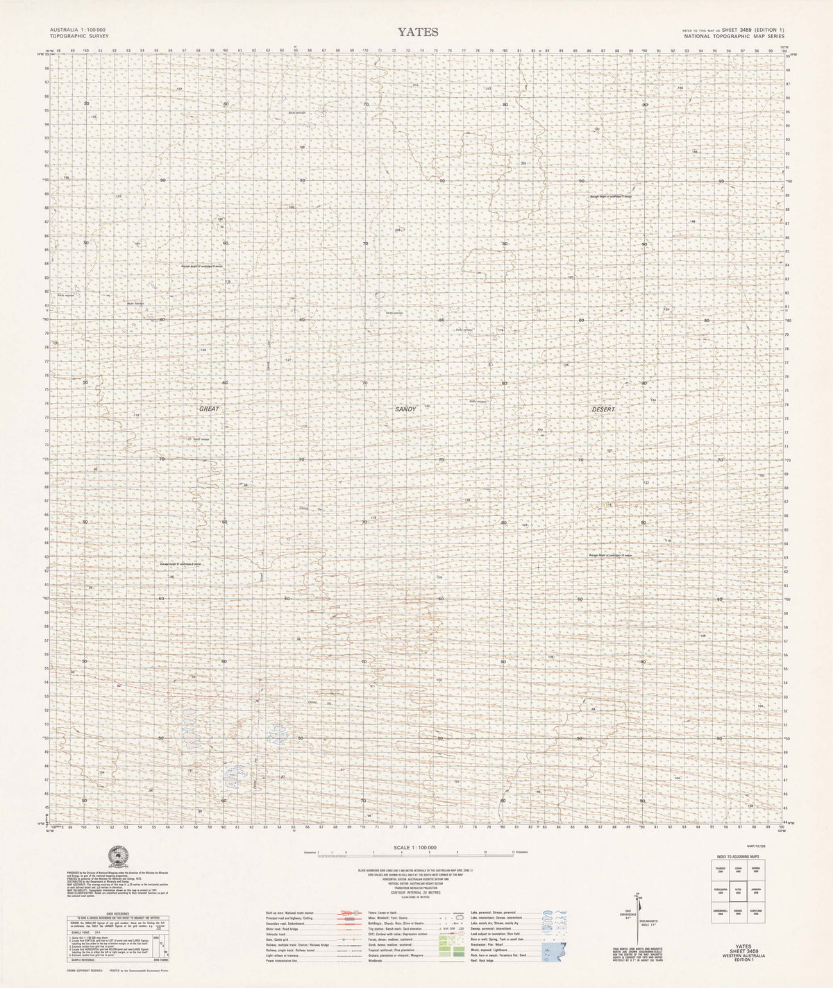 3459 Yates 1:100k Topographic Map | Mapworld