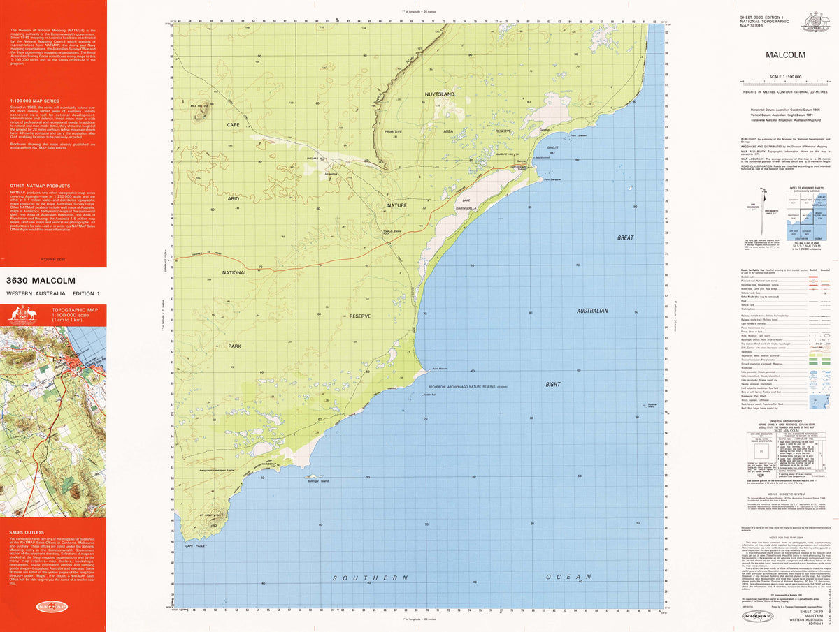 3630 Malcolm 1:100k Topographic Map | Mapworld