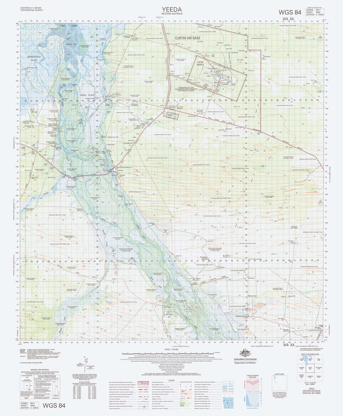 3662 Yeeda 1:100k Topographic Map | Mapworld
