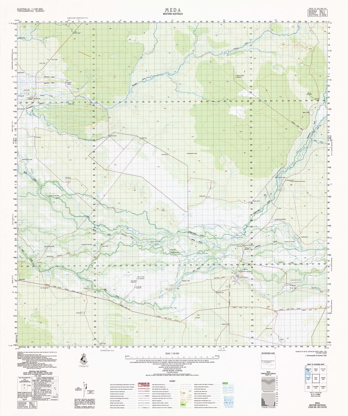3763 Meda 1:100k Topographic Map | Mapworld
