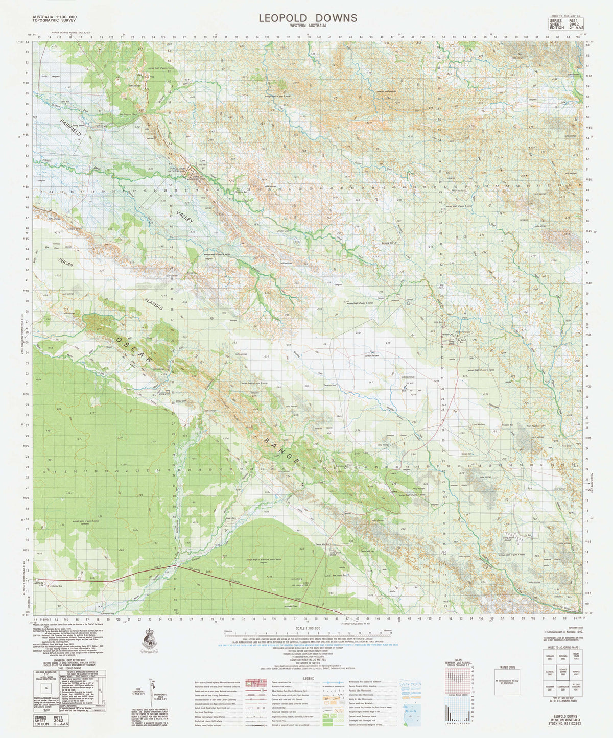 3962 Leopold Downs 1:100k Topographic Map | Mapworld