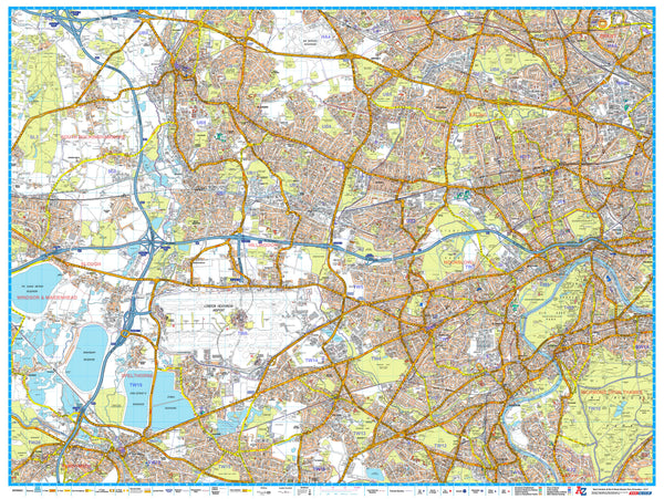 London Master Plan West A-Z 1015 x 763mm Wall Map