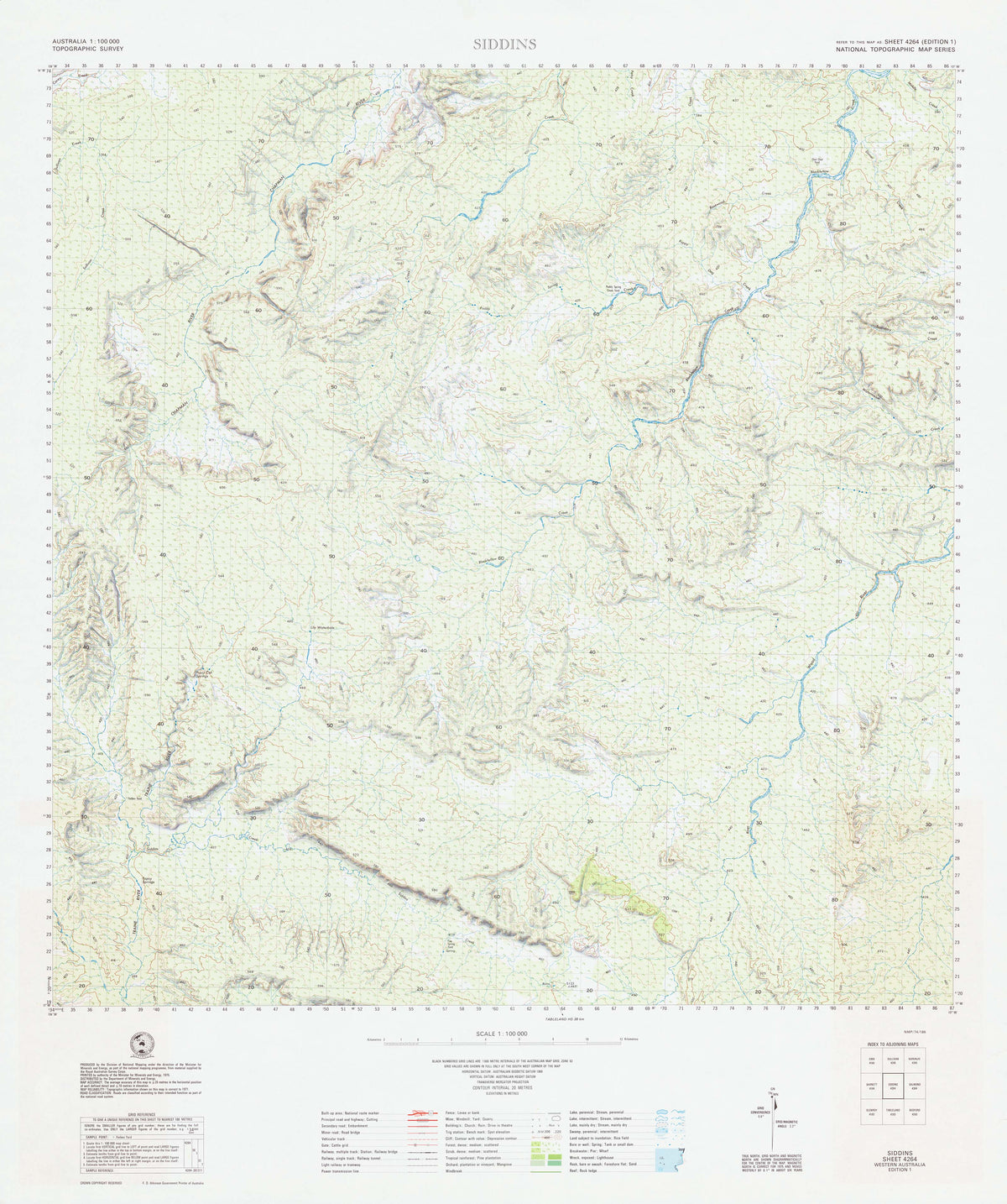 4264 Siddins 1:100k Topographic Map | Mapworld