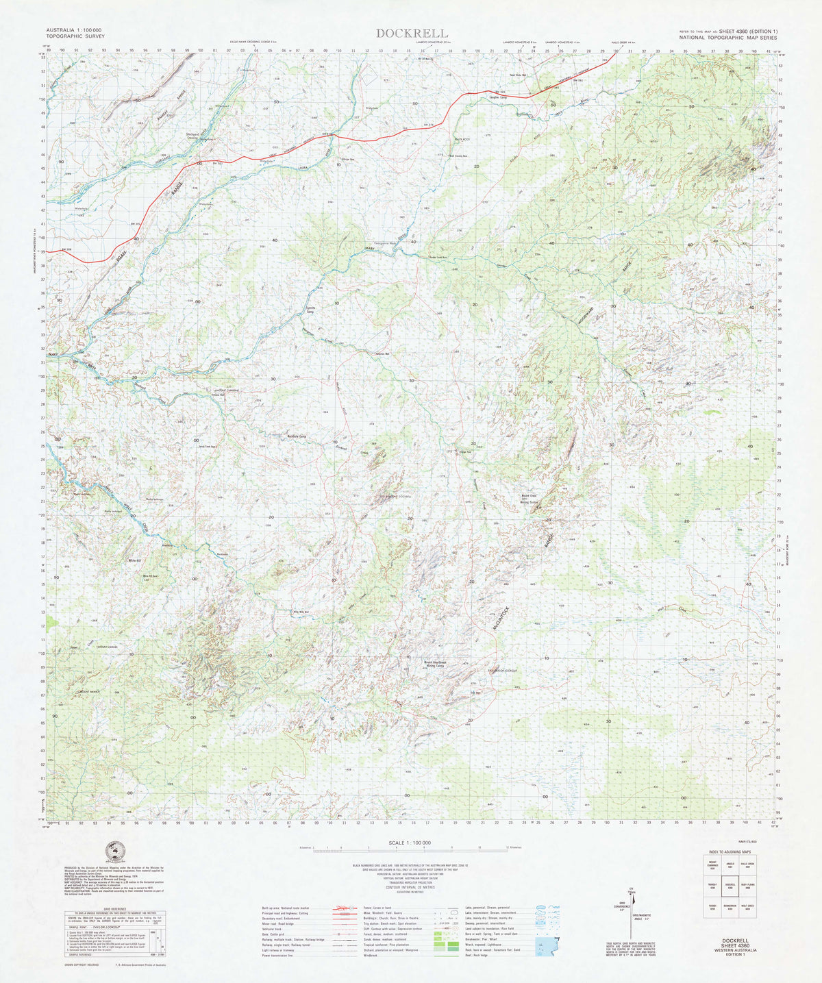 4360 Dockrell 1:100k Topographic Map | Mapworld