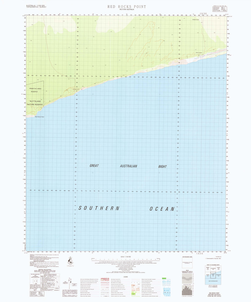 Ted Rocks Map 4433 Red Rocks Point 1:100k Topographic Map | Mapworld