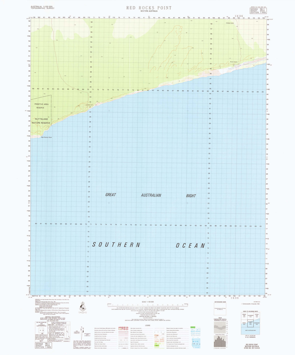 4433 Red Rocks Point 1:100k Topographic Map | Mapworld