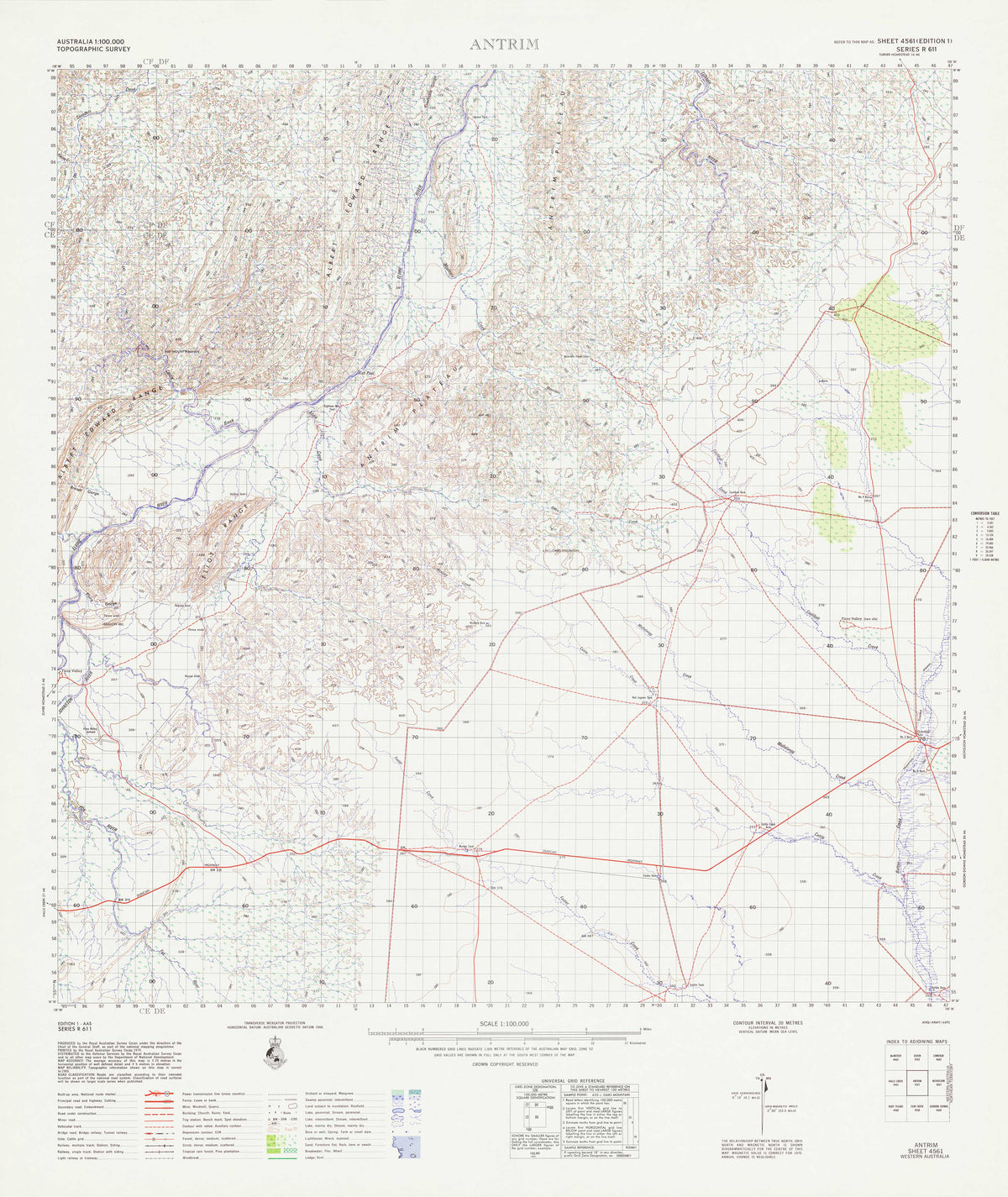 4561 Postcode Map 4561 Antrim 1:100k Topographic Map | Mapworld