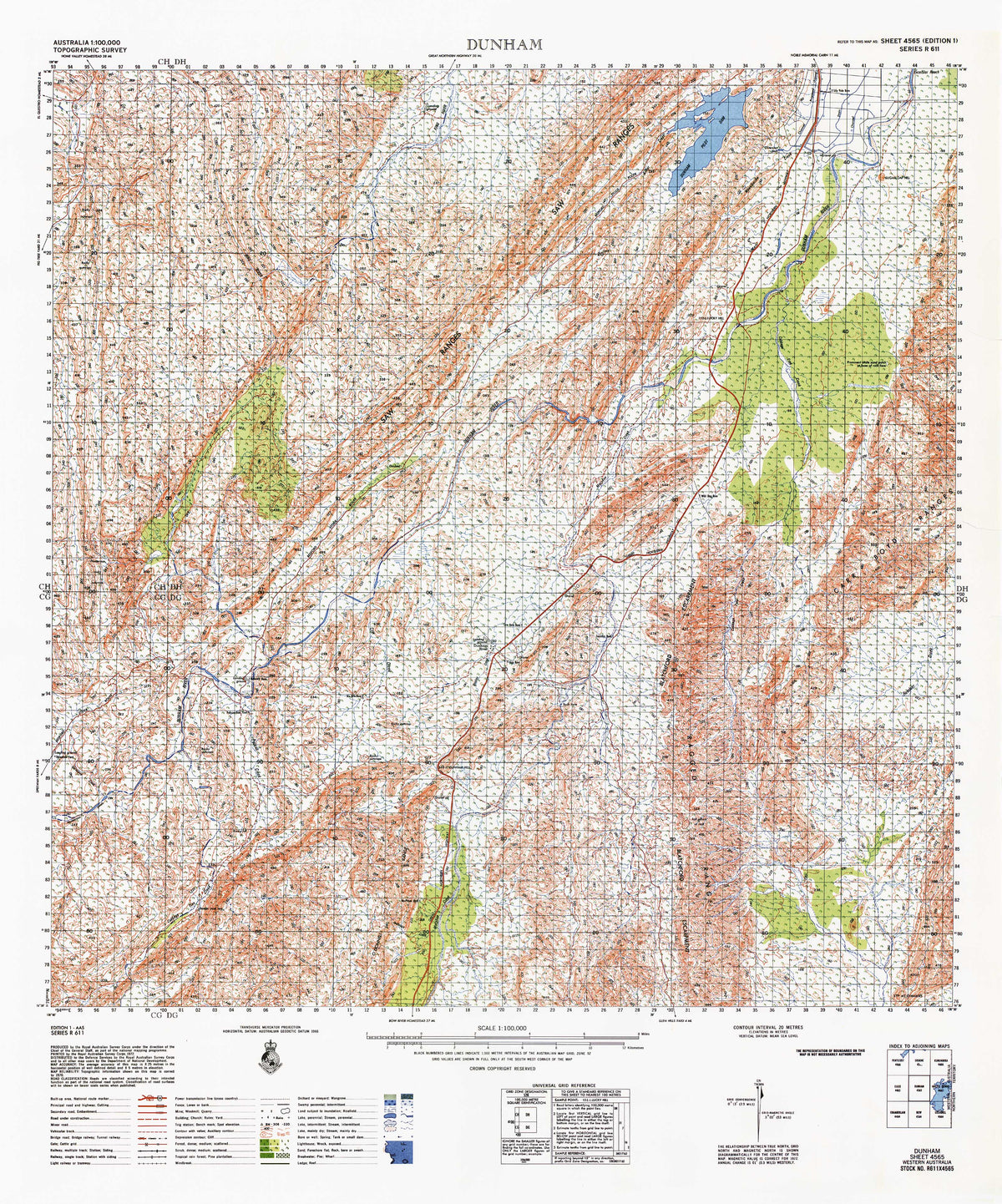 4565 Dunham 1:100k Topographic Map | Mapworld