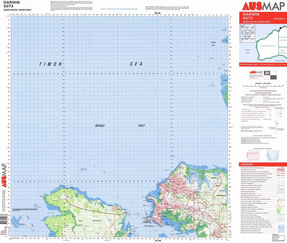 5073 Darwin 1:100k Topographic Map | Mapworld