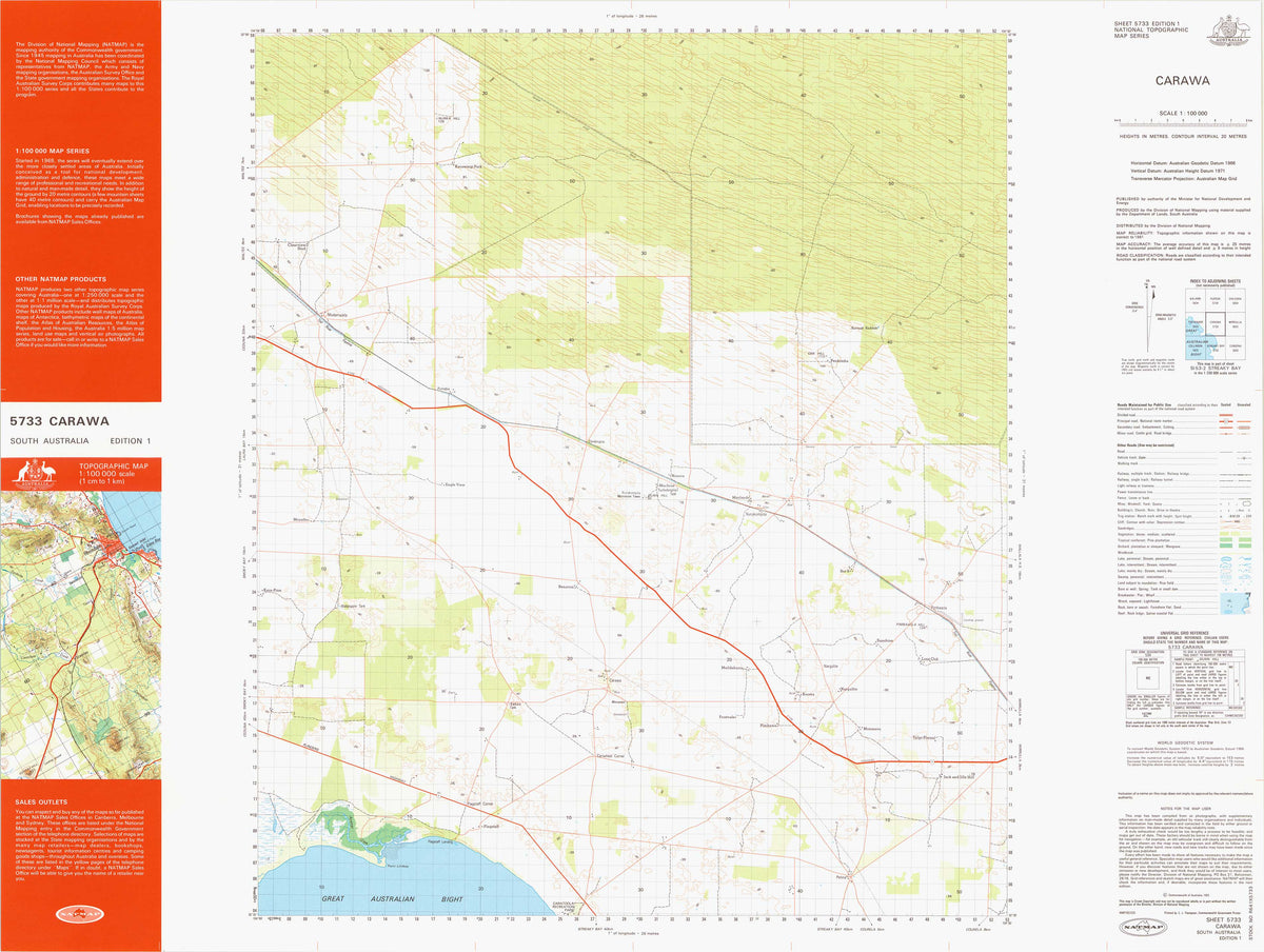 5733 Carawa 1:100k Topographic Map | Mapworld