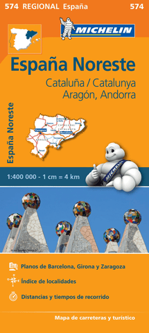 Spain North East- Cataluña, Aragón, Andorra Michelin Map 574