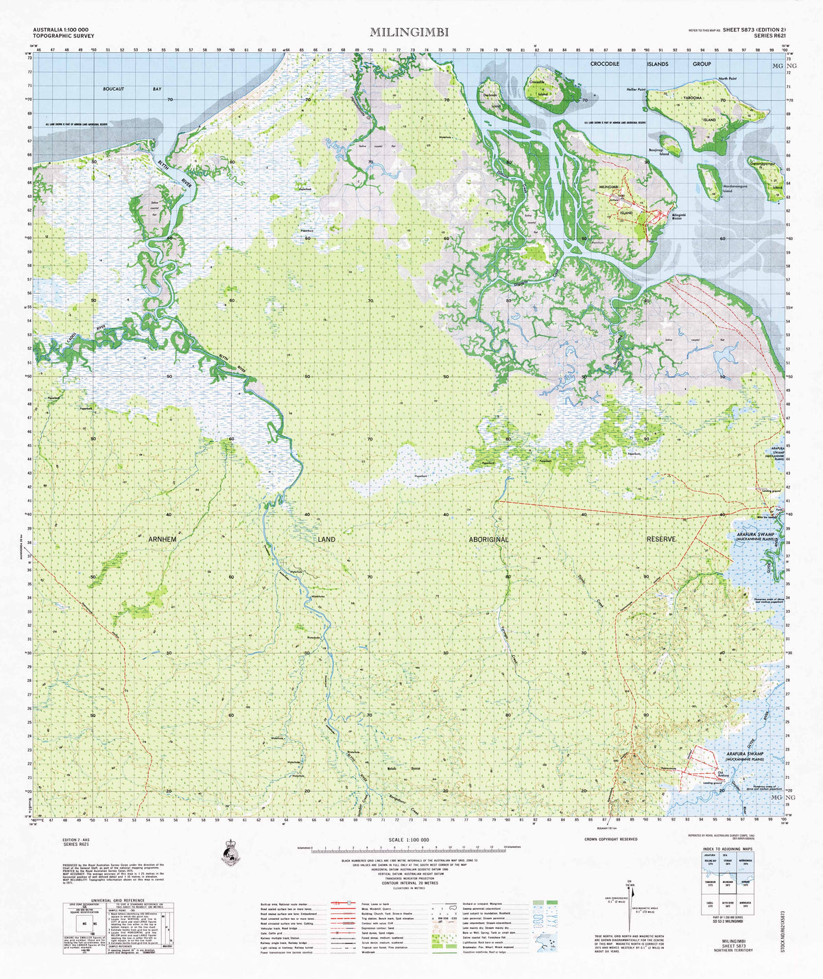 5873 Milingimbi 1:100k Topographic Map | Mapworld