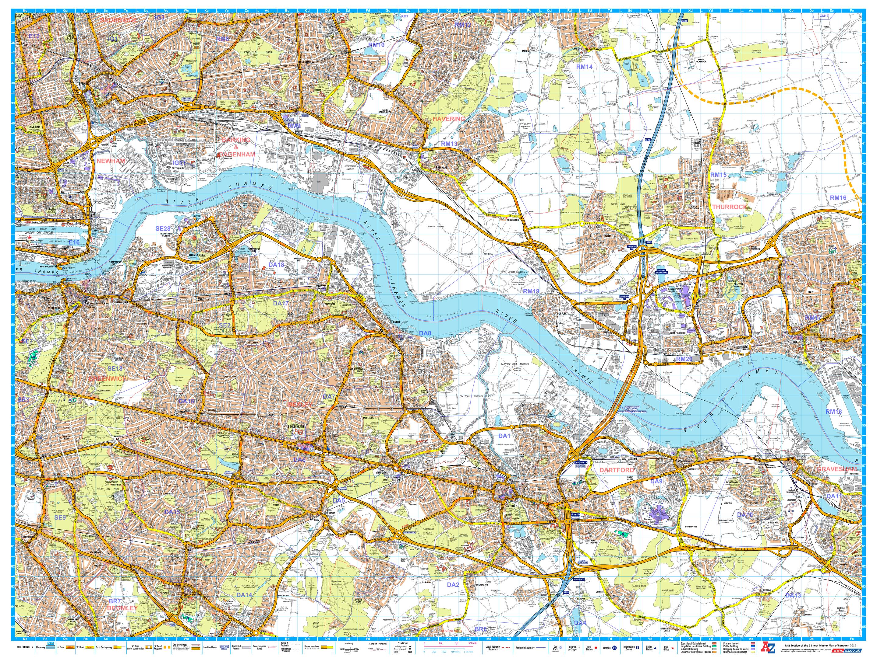 London Master Plan East Wall Map – A-Z | Mapworld