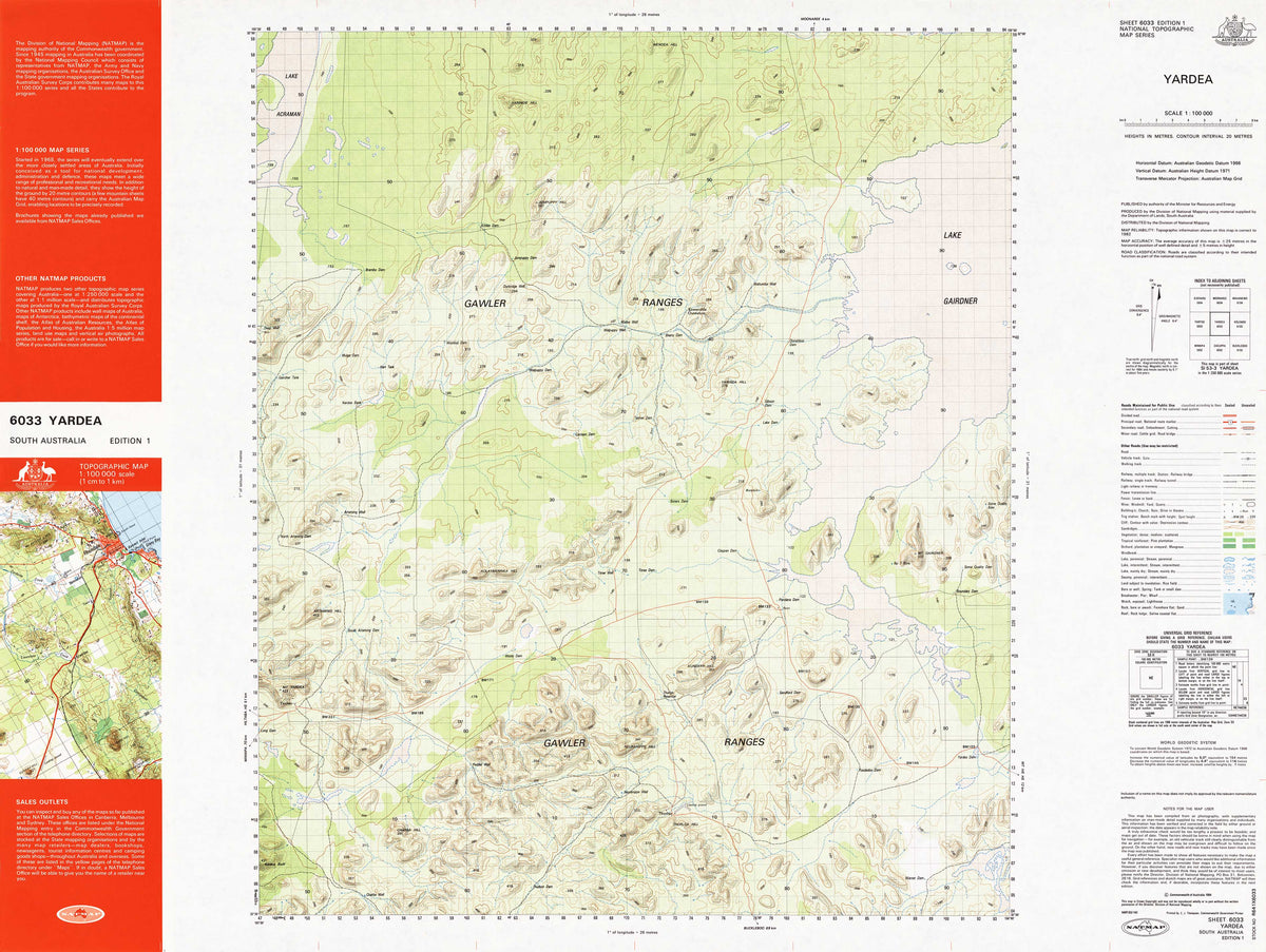 6033 Yardea 1:100k Topographic Map | Mapworld