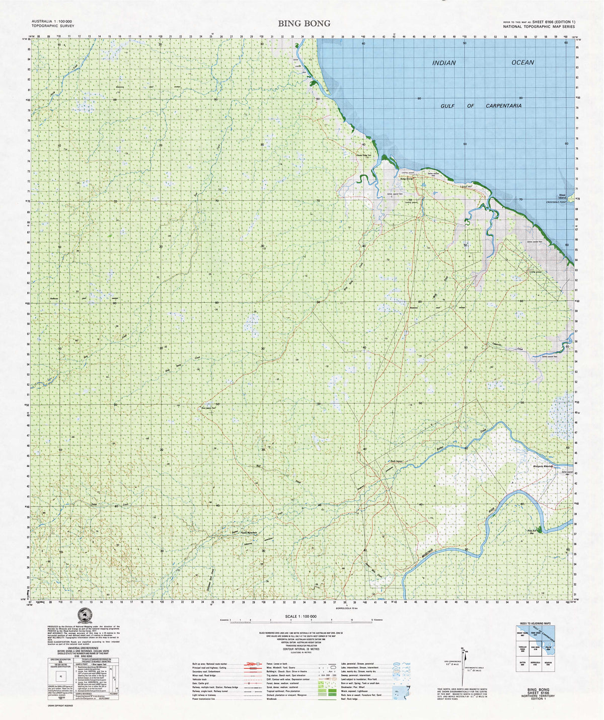 6166 Bing Bong 1:100k Topographic Map | Mapworld
