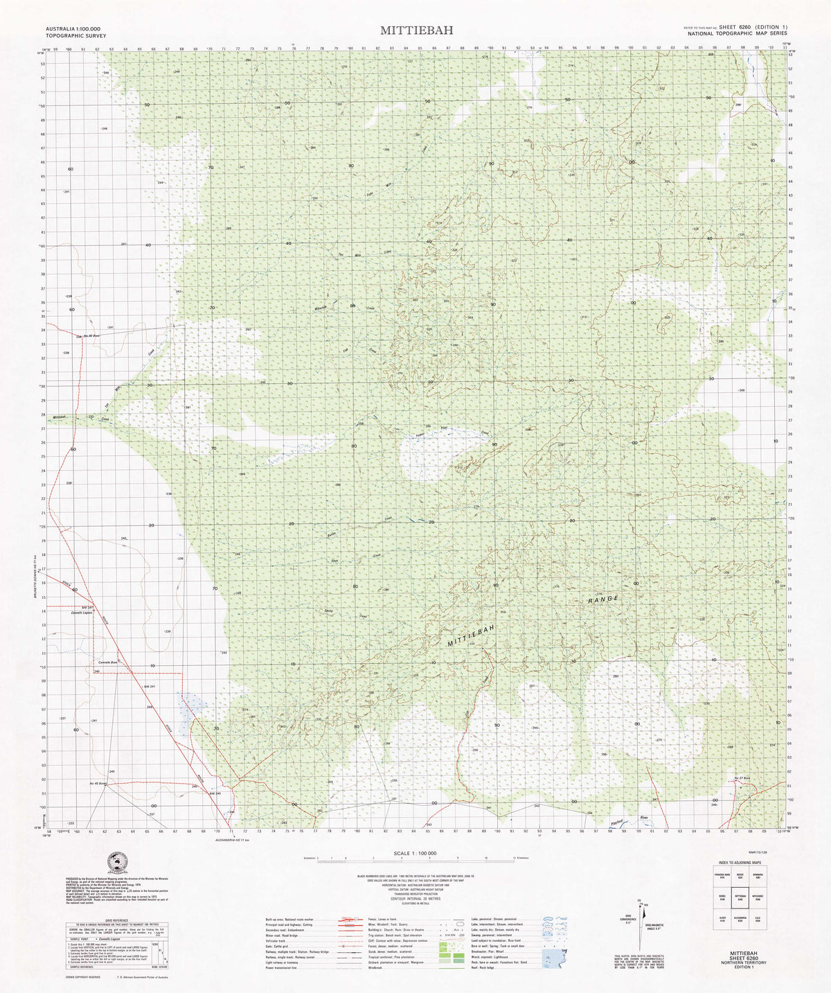 6260 Mittiebah 1:100k Topographic Map | Mapworld