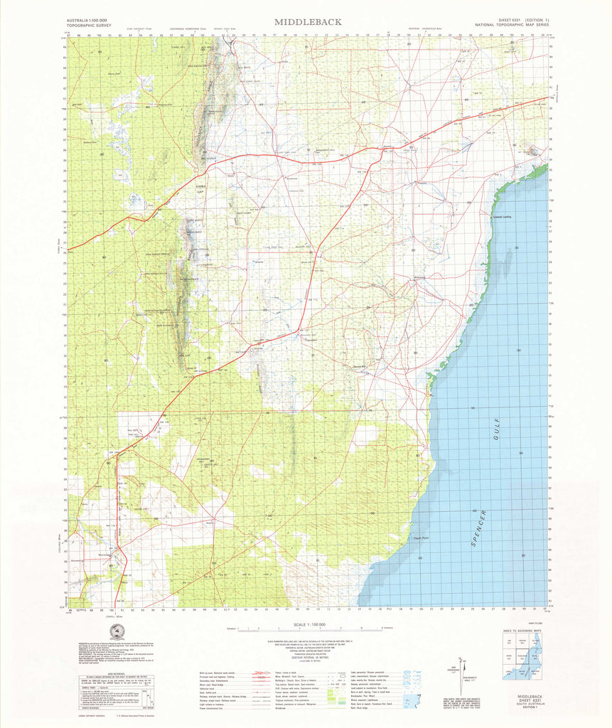 6331 Middleback 1:100k Topographic Map | Mapworld