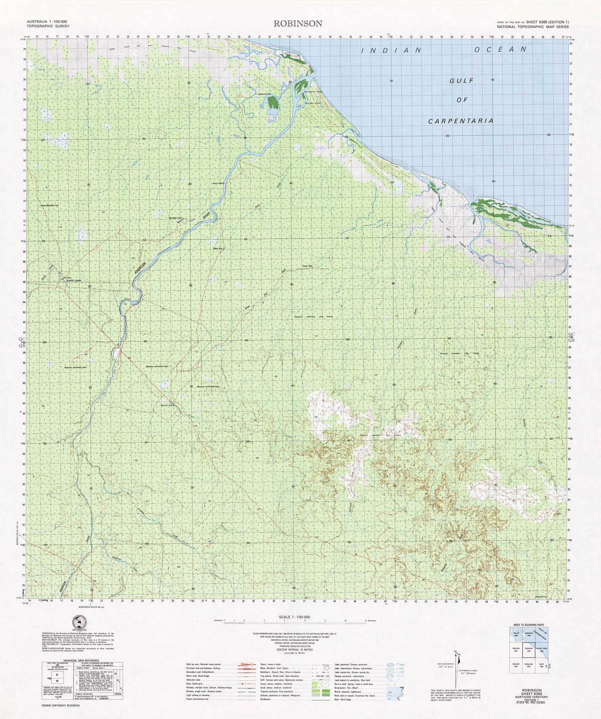 6365 Robinson 1:100k Topographic Map | Mapworld