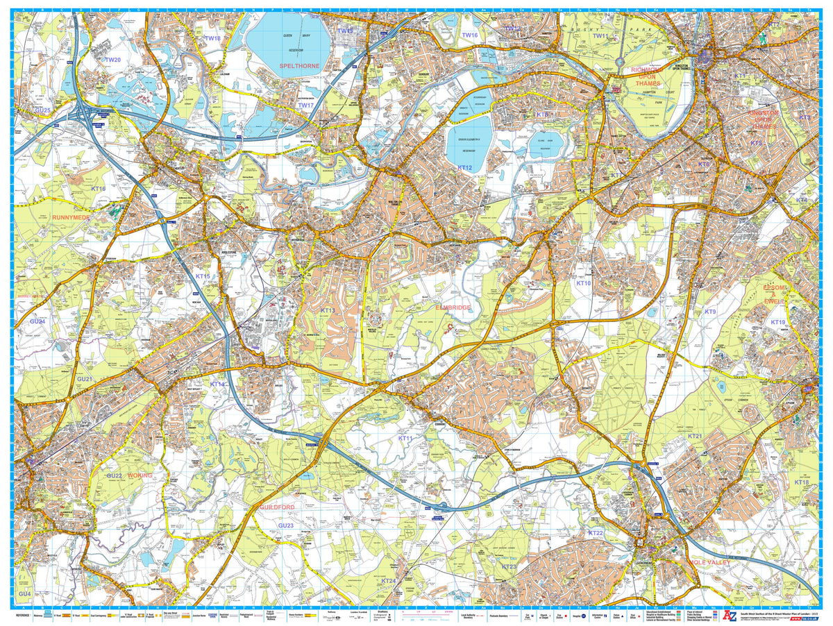 London Master Plan South West Wall Map – A-Z | Mapworld