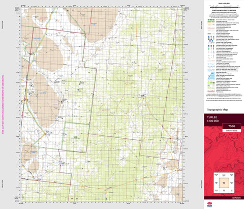 Turlee 7530 Topographic Map 1:100k
