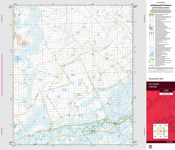 Callindra 7635 Topographic Map 1:100k