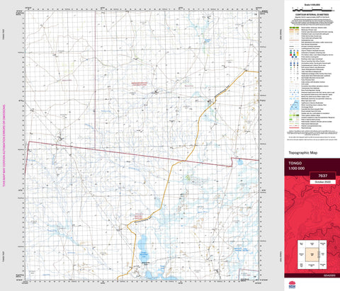 Tongo 7637 Topographic Map 1:100k