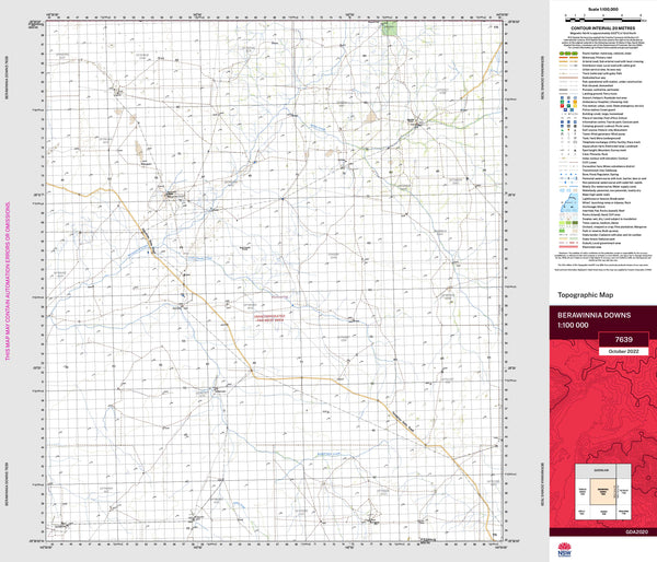 Berawinnia Downs 7639 Topographic Map 1:100k