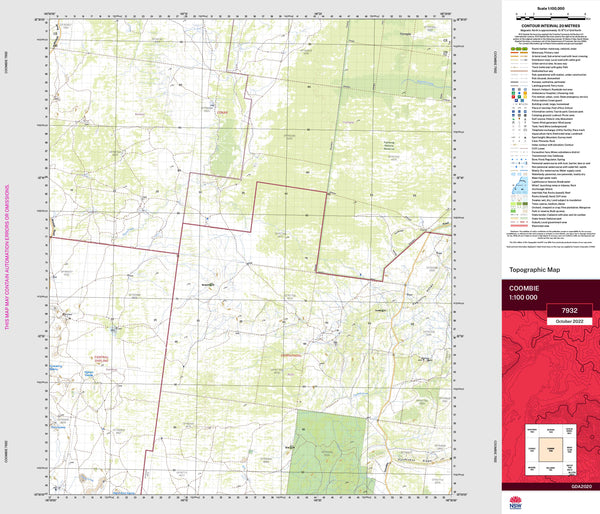 Coombie 7932 Topographic Map 1:100k