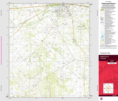 Wrightville 8034 Topographic Map 1:100k