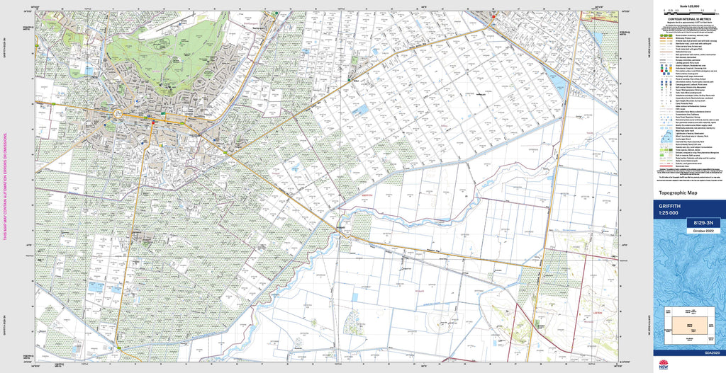 Griffith 8129-3N NSW 1:25k Topographic Map | Shop Mapworld