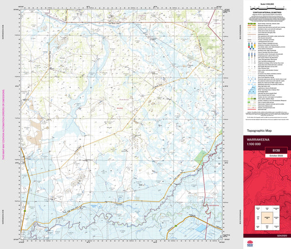 Warraweena 8138 Topographic Map 1:100k