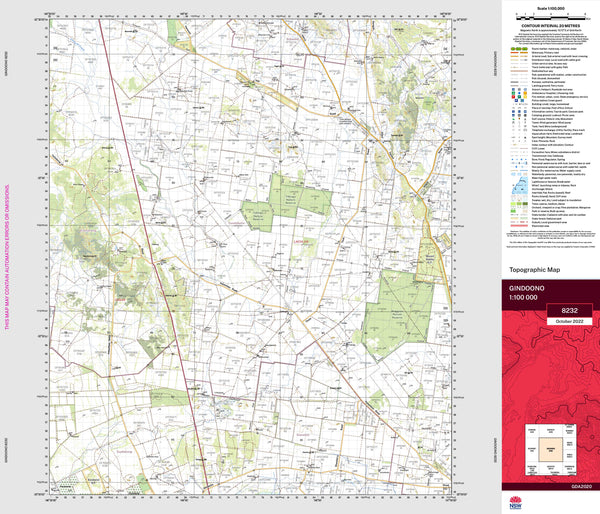 Gindoono 8232 Topographic Map 1:100k