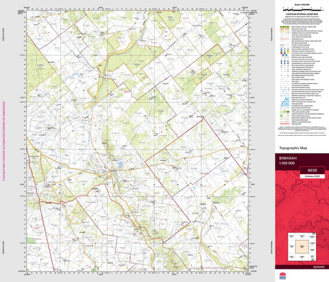 Bobadah 8233 Topographic Map 1:100k