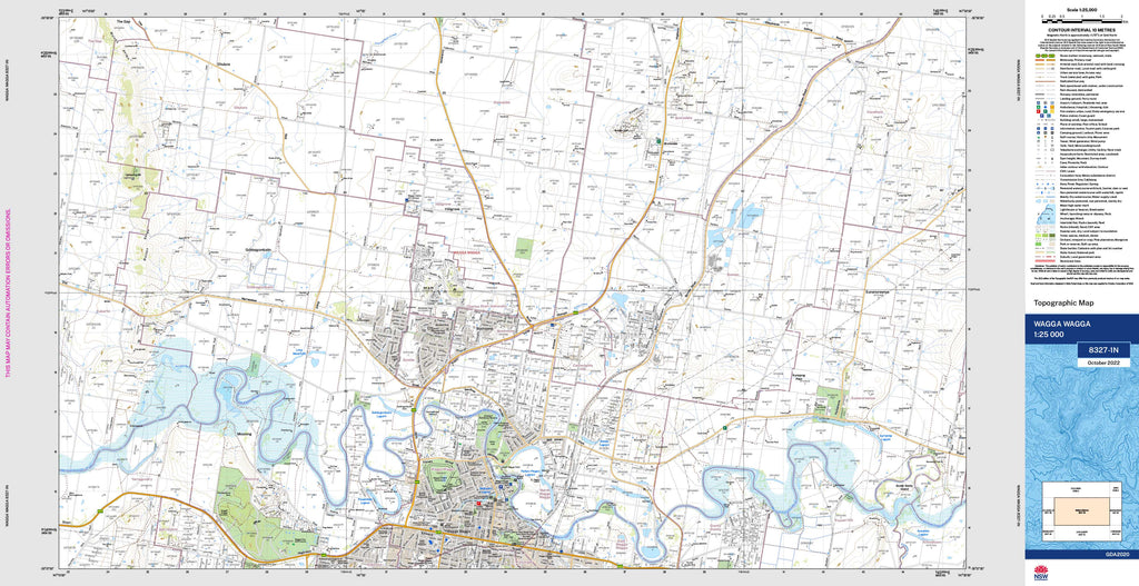2650 Postcode Map Wagga Wagga 8327-1N NSW 1:25k Topographic Map | Shop Mapworld