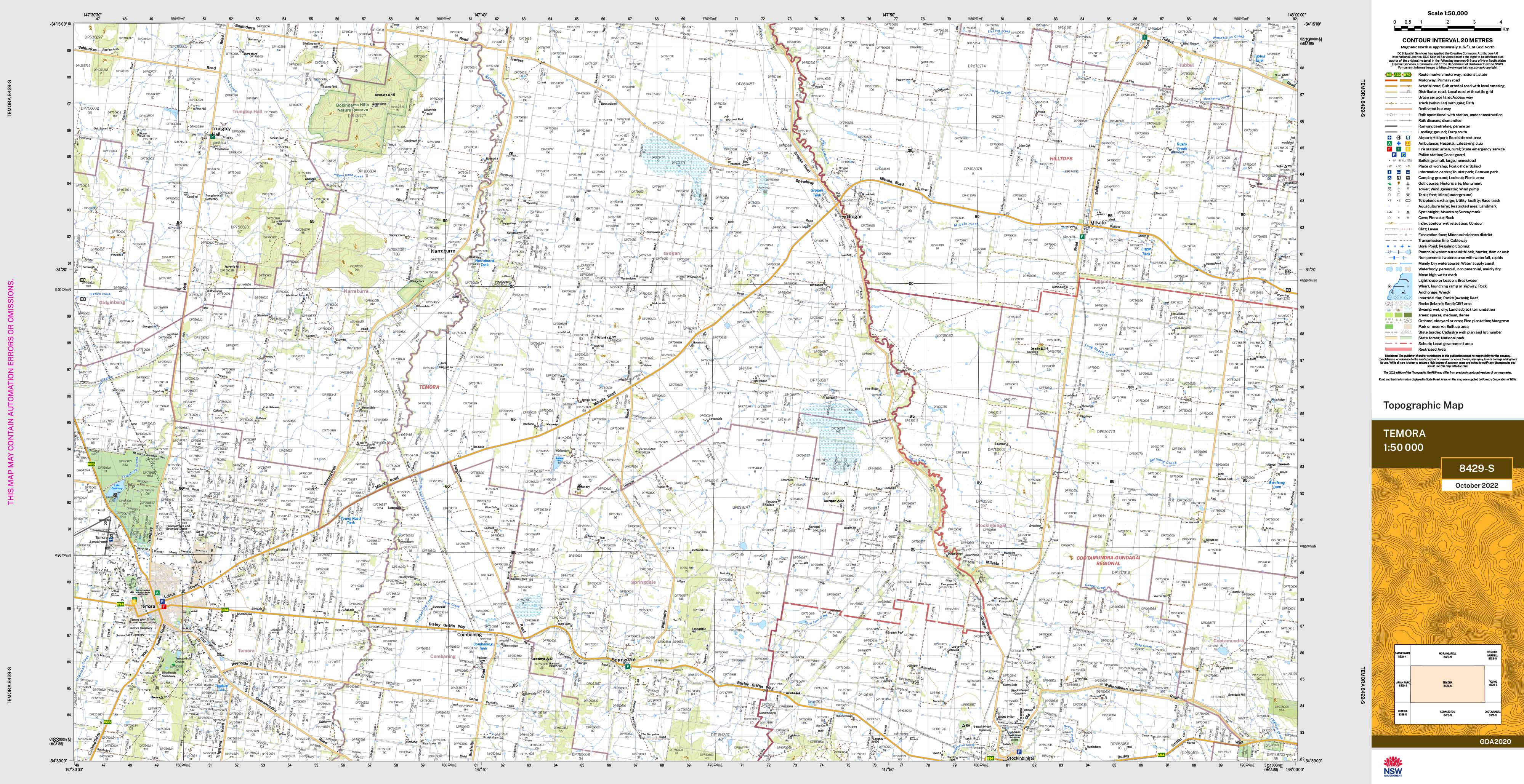 Temora Map Temora 8429-S 1:50k Topographic Map | Shop Mapworld