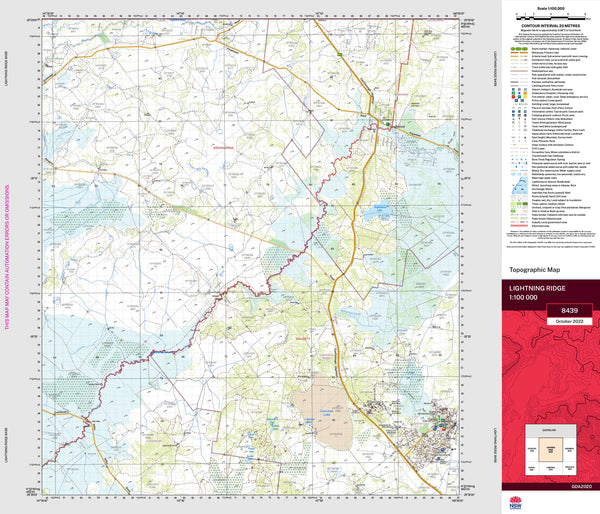 Lightning Ridge 8439 Topographic Map 1:100k