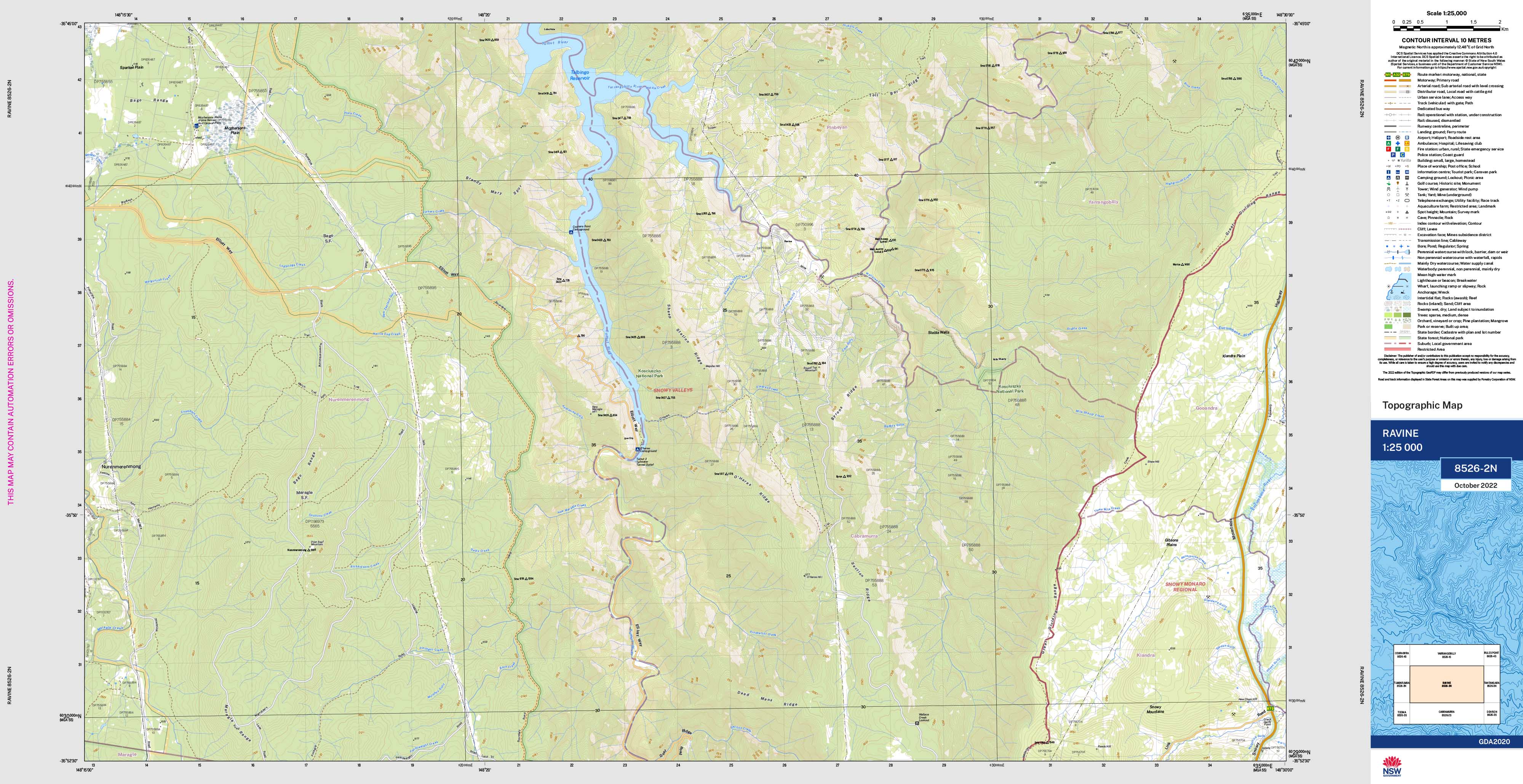 Ravine 8526-2N NSW 1:25k Topographic Map | Shop Mapworld